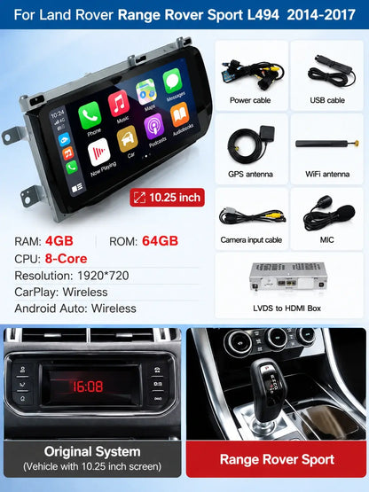 Écran tactile Android & écran de contrôle de climatisation pour Land Rover Range Rover Sport L494 & Vogue L405 – Mise à niveau multimédia premium