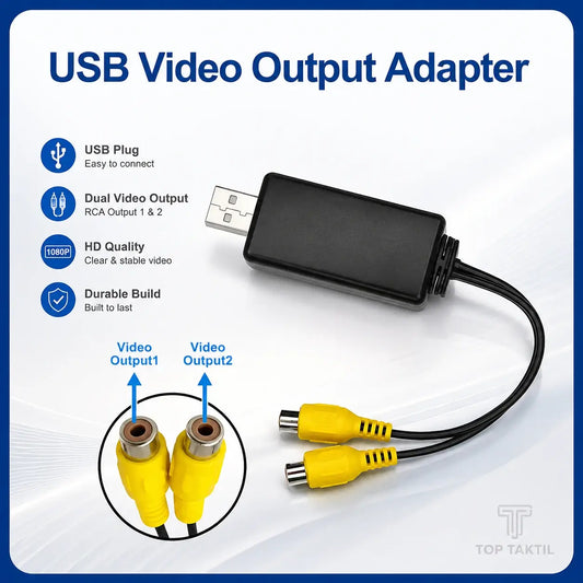 Adattatore USB a doppia uscita video CVBS per autoradio Android – Doppia uscita RCA AV