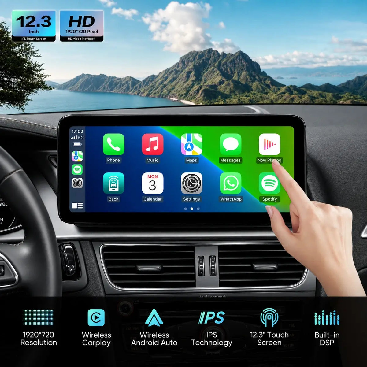 Autoradio 12,3″ pour Audi A4/A5/S4/S5 B8 (2009–2016) avec CarPlay & Android Auto