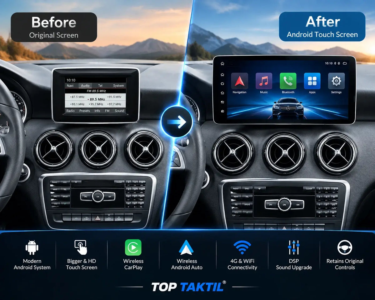 Autoradio Android 15 pour Mercedes Classe A | W176, GLA X156, CLA C117 (NTG 4.5/4.7) | 2013–2015 | CarPlay & Android Auto