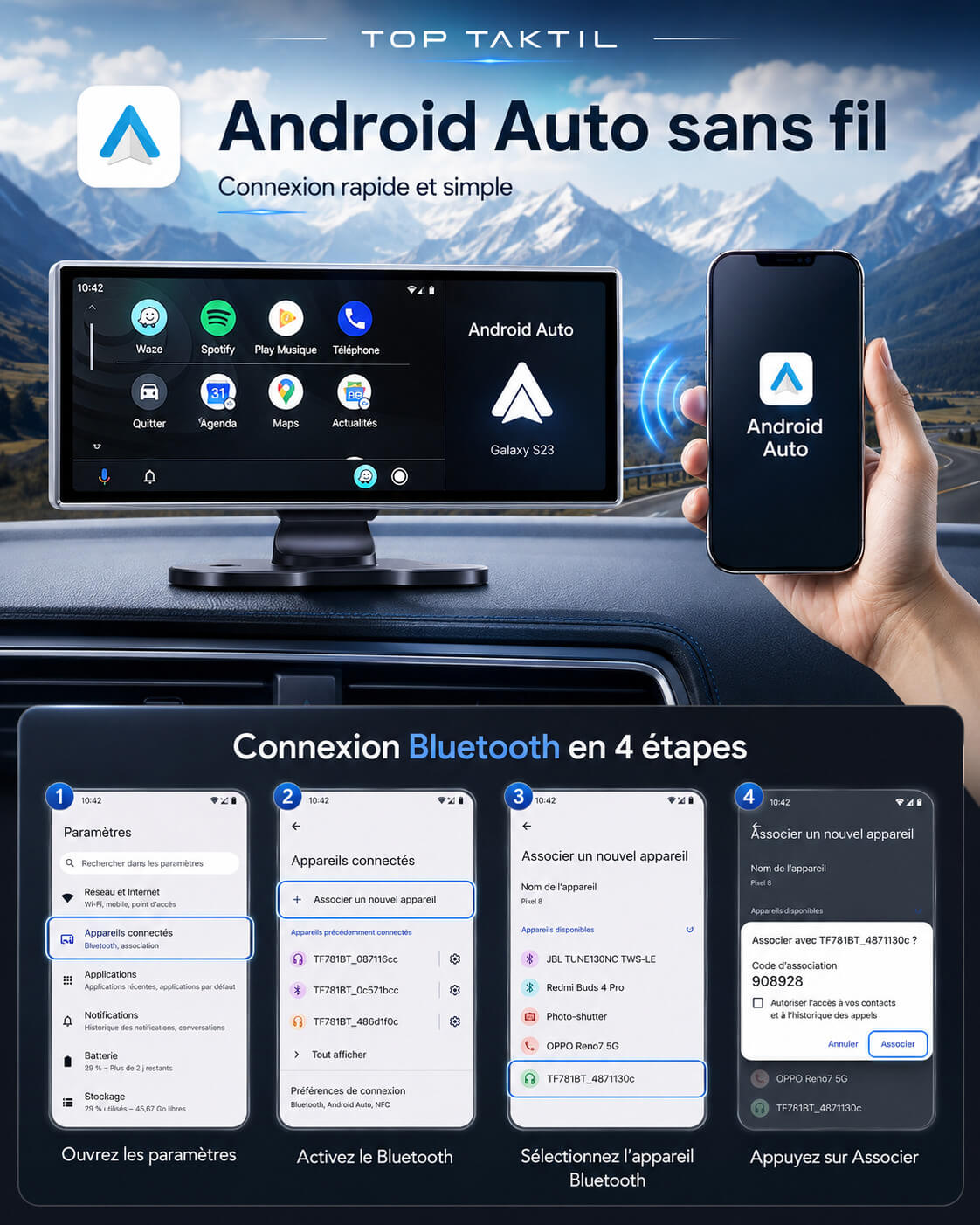 Écran CarPlay; Android Auto sans Installation 11,26 pouces