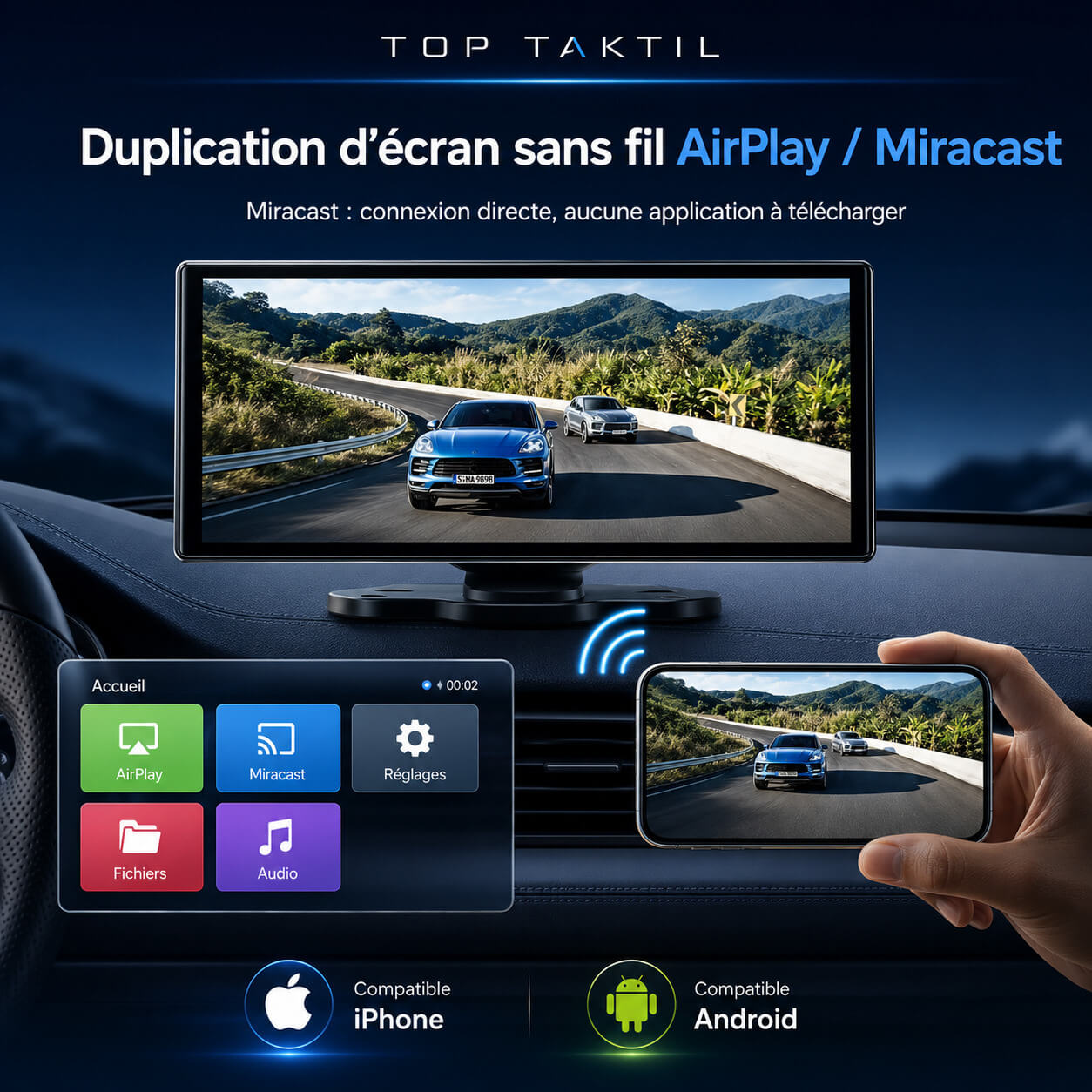 Écran CarPlay; Android Auto sans Installation 11,26 pouces