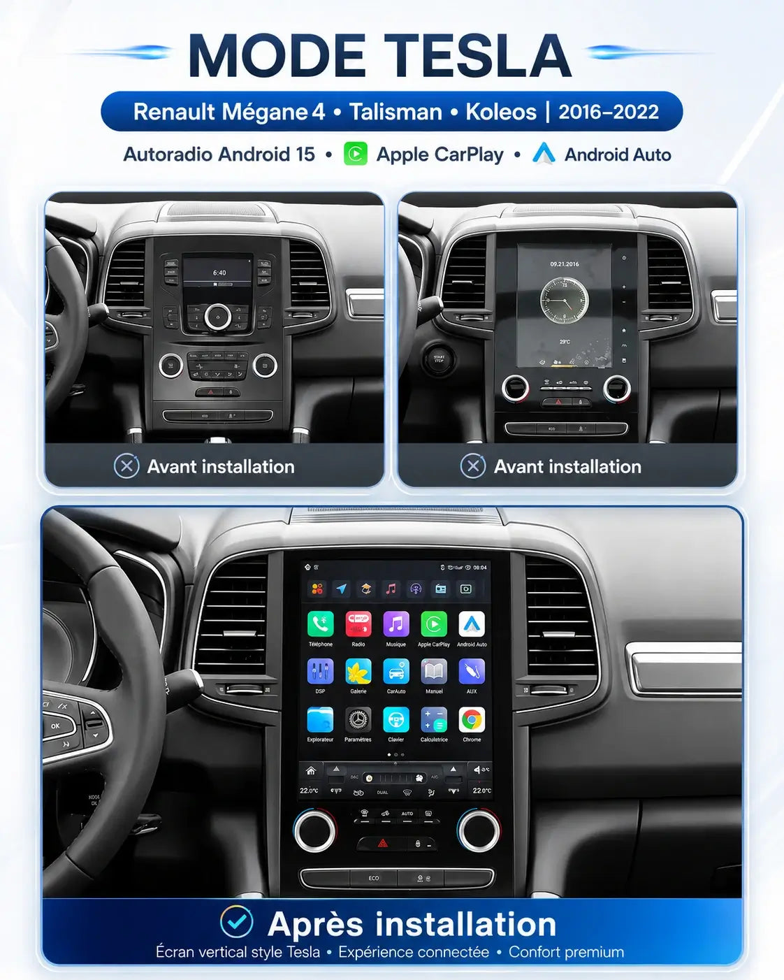 Renault Megane 4 Talisman Koleos | 2016-2022 | Android 15 Autoradio | Apple CarPlay | Android Auto