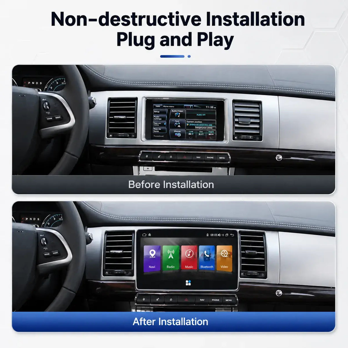 Autoradio Android 15 7″ Jaguar XF X250 2004–2015 – Apple CarPlay & Android Auto sans fil