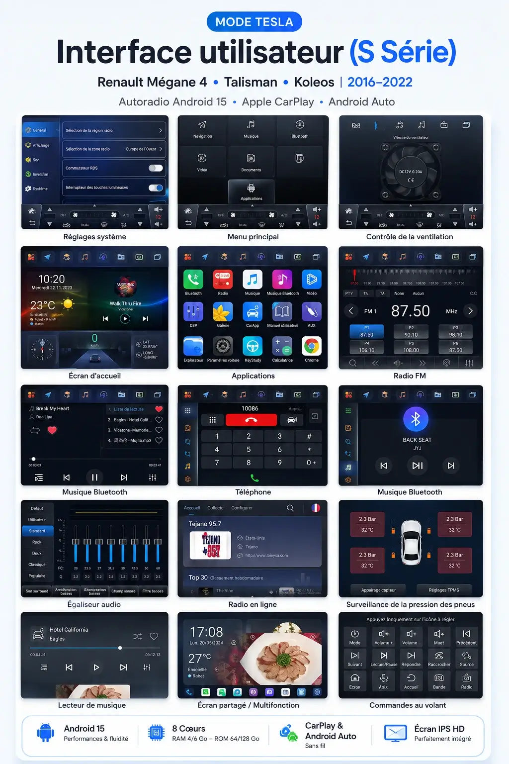 Renault Megane 4 Talisman Koleos | 2016-2022 | Android 15 Autoradio | Apple CarPlay | Android Auto