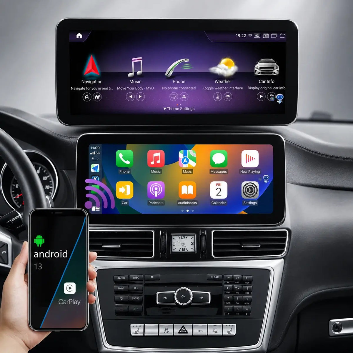 Autoradio Android 13 12,3″ pour Mercedes Classe C / GLC W205 2015–2018 | Apple CarPlay & Android Auto