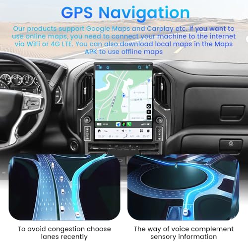 TOPTAKTILÉcran Android 15,6 Pouces 8+128GB pour Chevy Silverado / GMC Sierra 2019 - 2023 – Autoradio Style Tesla avec GPS, CarPlay Sans Fil et Son HD