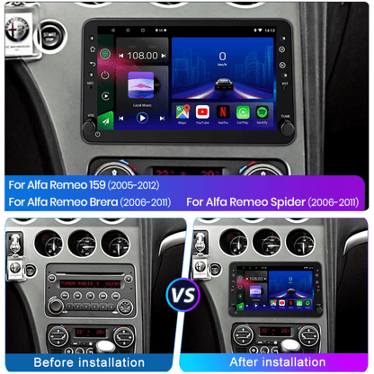 TOPTAKTILAlfa Romeo 159 | Brera | Spider | 2005 - 2012 | Android 15 Autoradio | Apple CarPlay | Android Auto