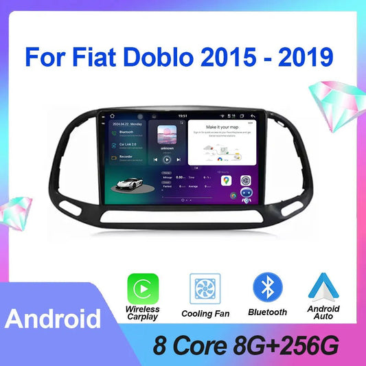 TOPTAKTILAutoradio Fiat Doblo Maxi - 4G_64 - Android 15 - Camera Hd 1080P | Écran Tactile | CarPlay | Bluetooth | GPSÀ domicile