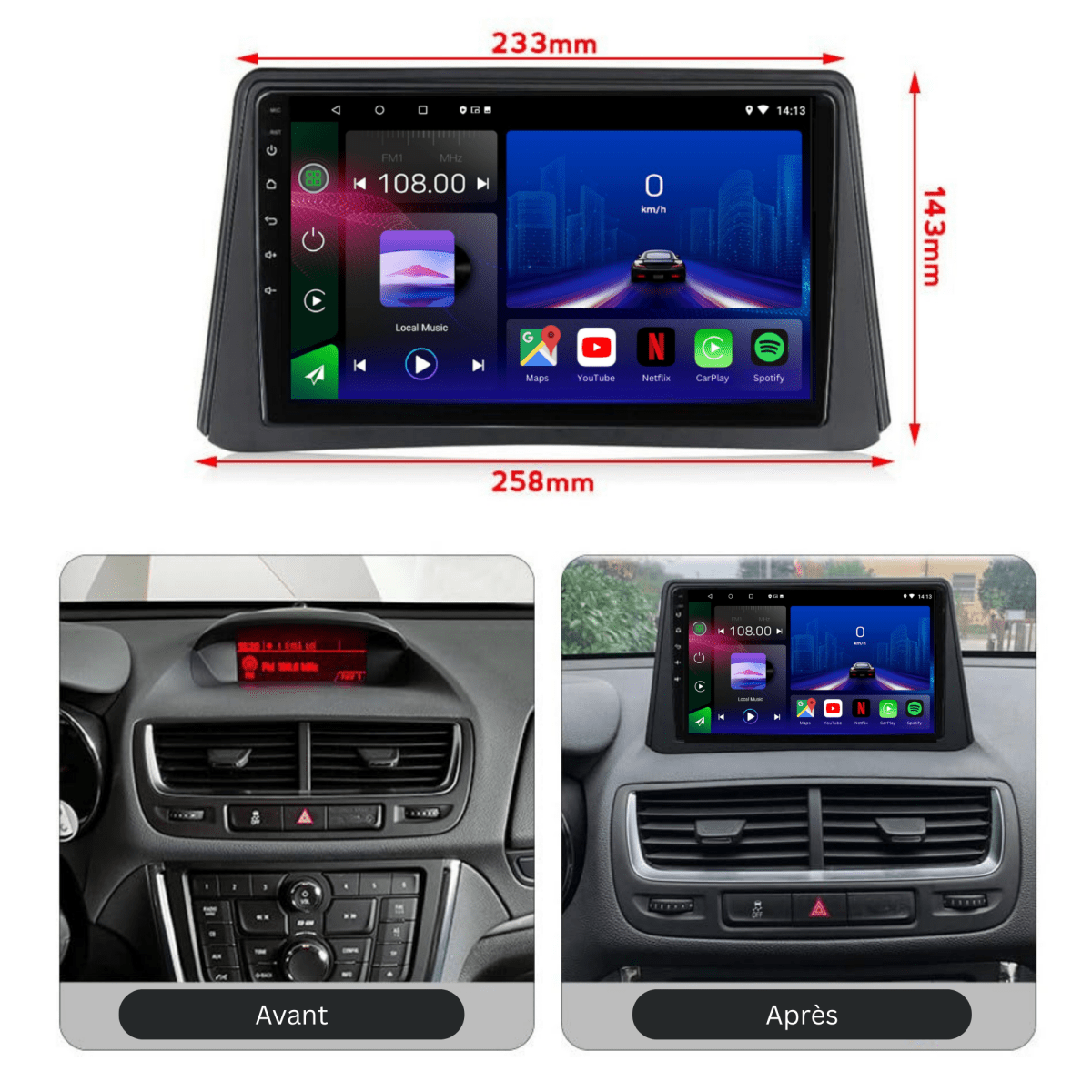 TOPTAKTILOpel Mokka | 2012 - 2016 | Android 13 Autoradio | Apple CarPlay | Android Auto
