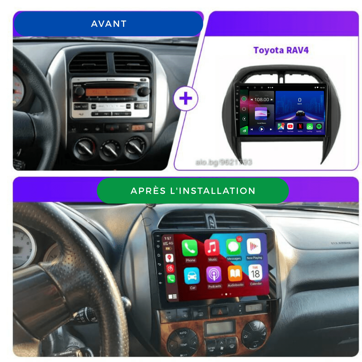 TOPTAKTILToyota RAV4 | 2003 - 2005 | Android 15 Autoradio | Apple CarPlay | Android Auto