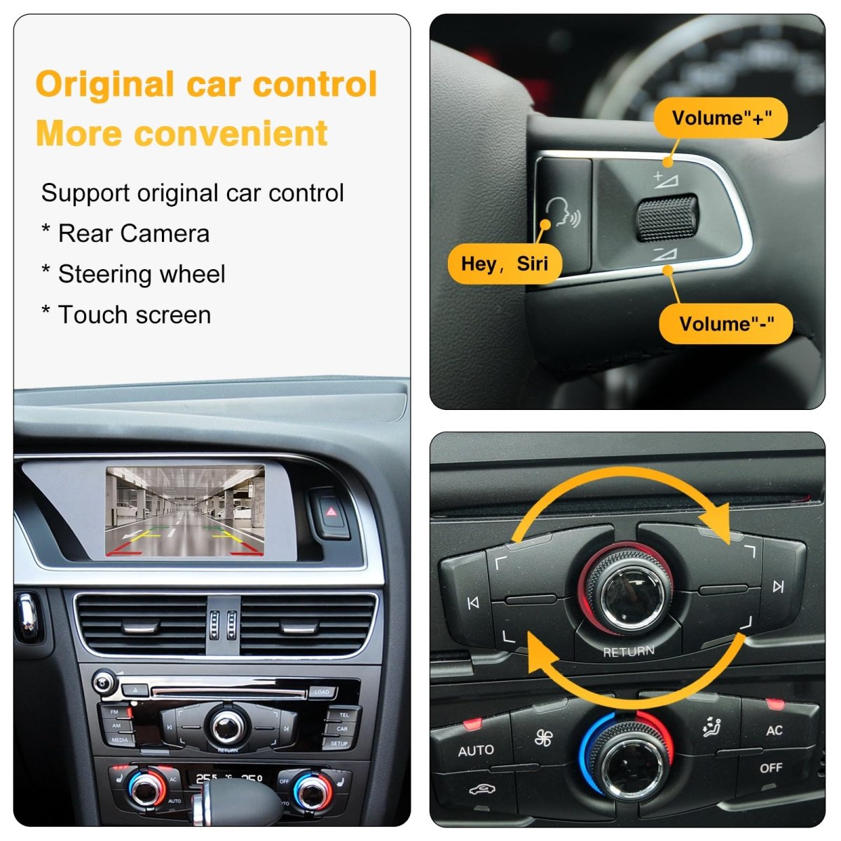 TOPTAKTILKit Rétrofit CarPlay & Android Auto Sans Fil pour Audi A3/A5/S3 (2010–2018) – Navigation, Musique, Caméra, Mirroring
