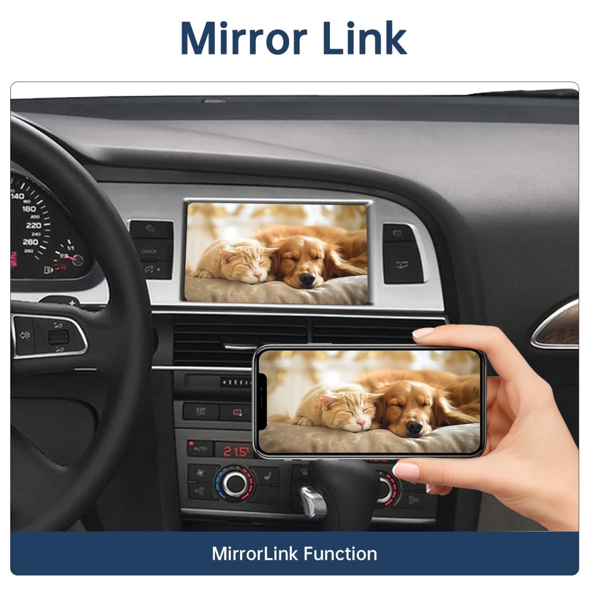 TOPTAKTILKit Rétrofit CarPlay & Android Auto Sans Fil pour Audi A3/A5/S3 (2010–2018) – Navigation, Musique, Caméra, Mirroring