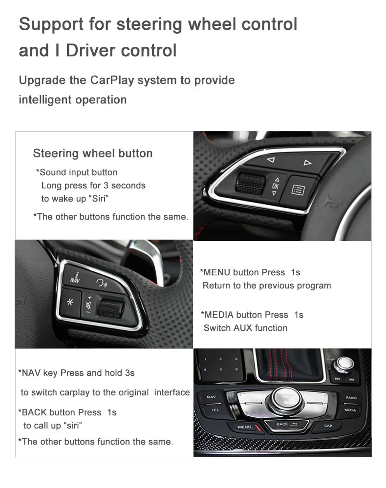 TOPTAKTILApple CarPlay sans fil | Rétrofit pour Audi | Android Auto | Décodeur | IntégrationÀ domicile