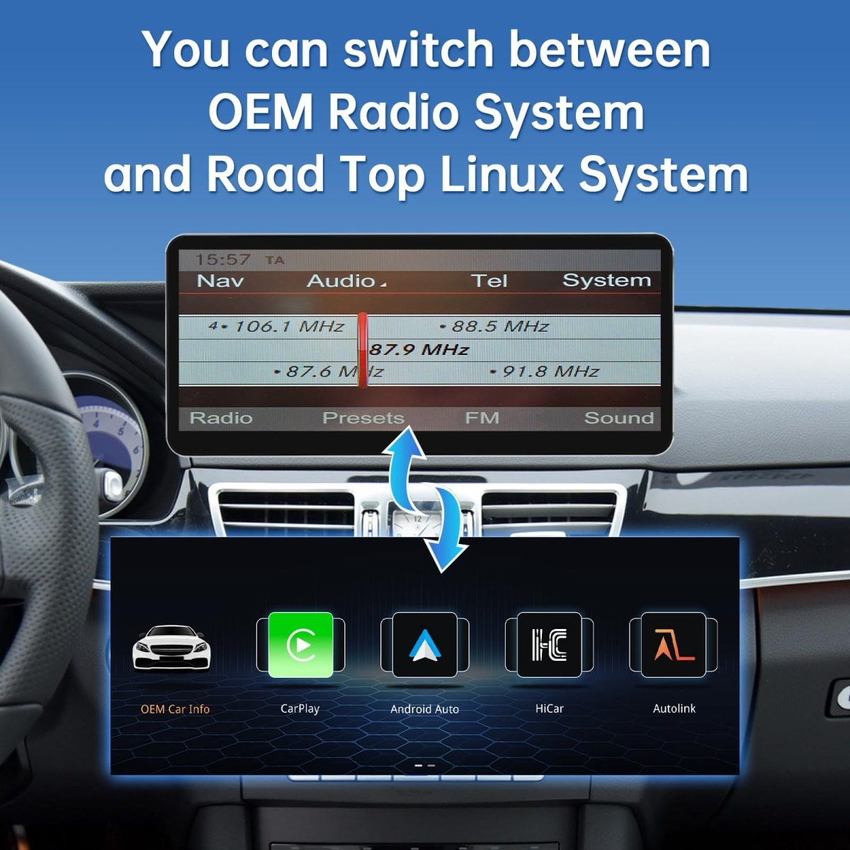 TOPTAKTILÉcran Tactile 12.3 Pouces CarPlay pour Mercedes Classe E W212 – Remplacez l'écran d'origine (2013 - 2015)