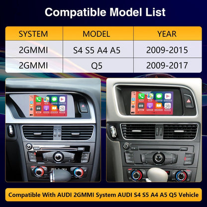 TOPTAKTILKit Rétrofit CarPlay & Android Auto Sans Fil pour Audi A3/A5/S3 (2010–2018) – Navigation, Musique, Caméra, Mirroring