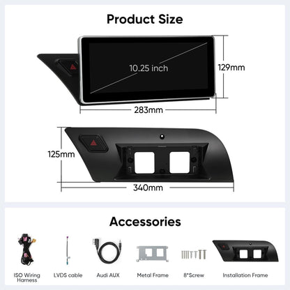 TOPTAKTILÉcran Tactile 10.25″ Wireless Carplay Android Auto pour Audi B8 B8.5 A4 S4 A5 S5 RS4 RS5 2009 - 2016