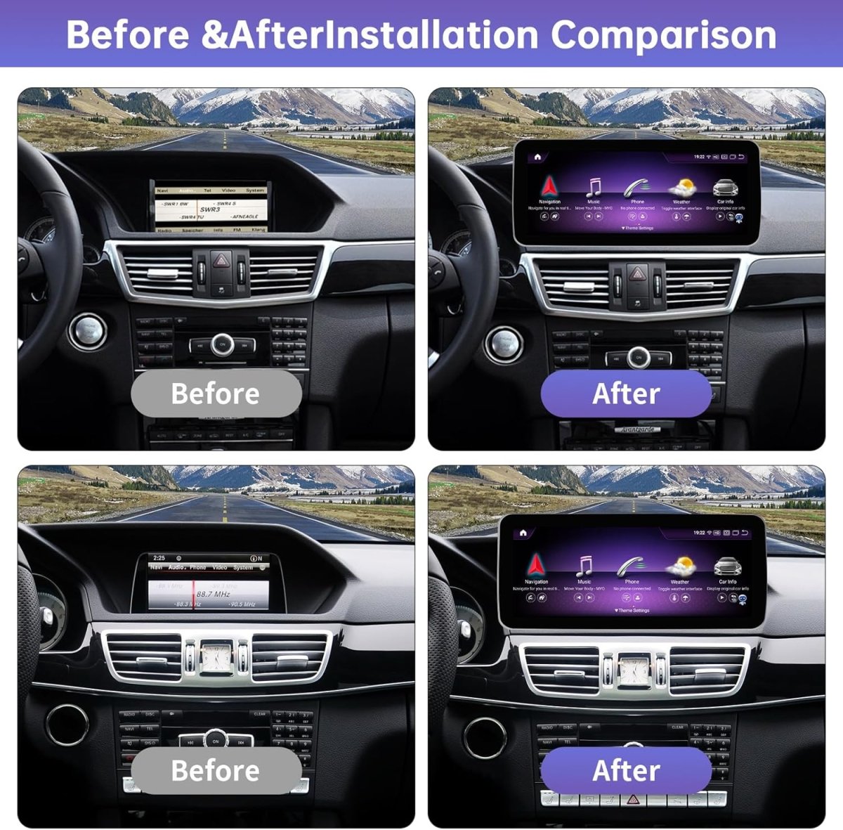 TOPTAKTILÉcran tactile 12.3" Android 13 pour Mercedes Classe E W212 (2009 - 2014) | Wireless CarPlay, Android Auto, GPSÀ domicile
