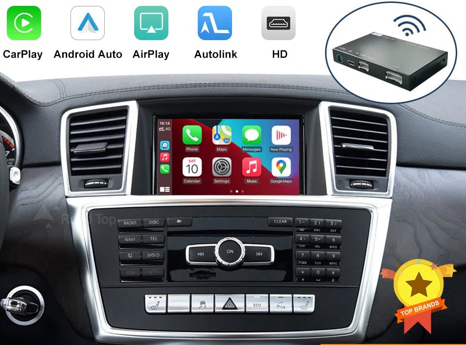 TOPTAKTILRétrofit CarPlay sans fil | Rétrofit pour Mercedes ML GL | Android Auto | Décodeur | IntégrationÀ domicile