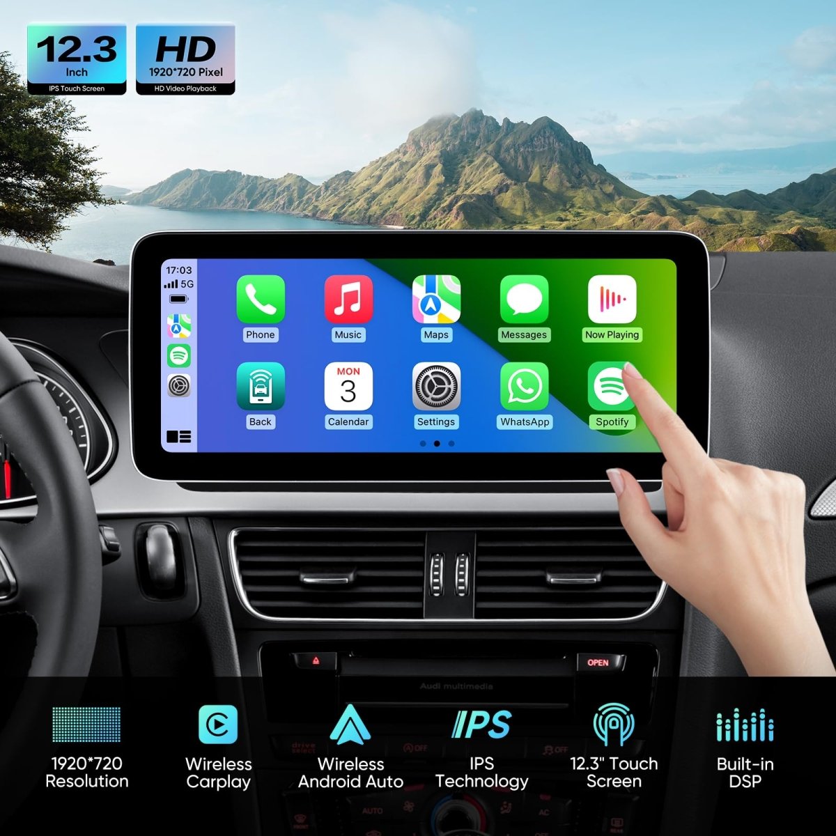 TOPTAKTILAutoradio 12,3" pour Audi A4/A5/S4/S5 B8 (2009 - 2016) avec CarPlay & Android Auto