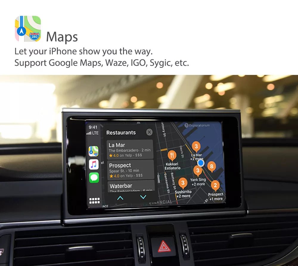 TOPTAKTILApple CarPlay sans fil | Rétrofit pour Audi | Android Auto | Décodeur | IntégrationÀ domicile