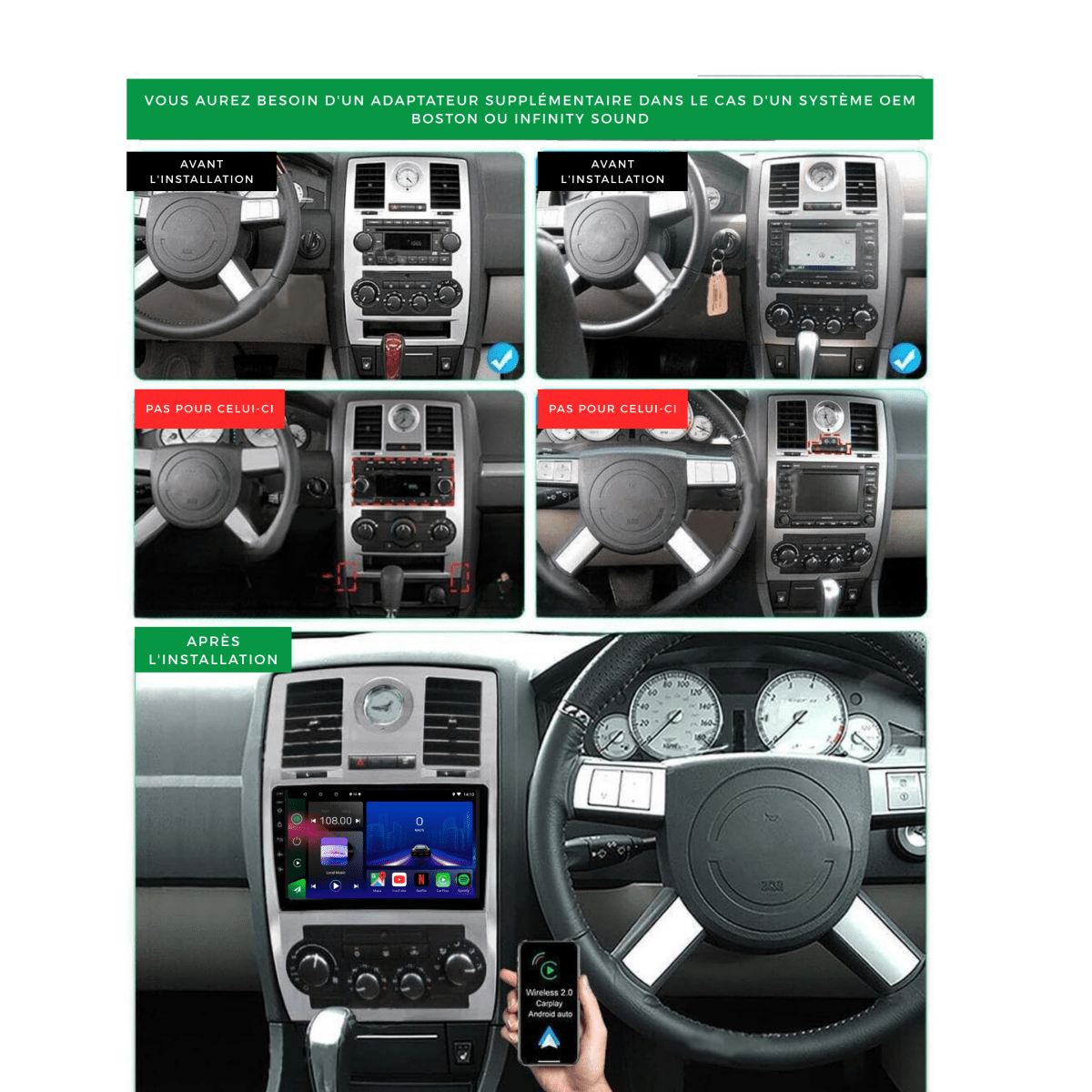 TOPTAKTILChrysler 300 300C | 2004 - 2008 | Android 15 Autoradio | Apple CarPlay | Android Auto