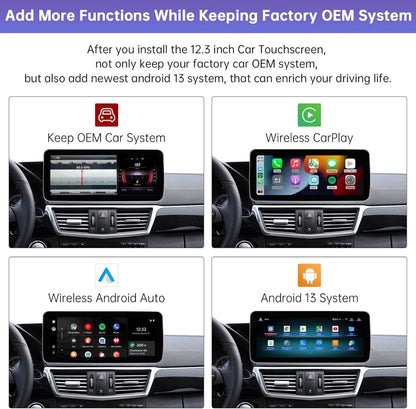 TOPTAKTILÉcran tactile 12.3" Android 13 pour Mercedes Classe E W212 (2009 - 2014) | Wireless CarPlay, Android Auto, GPSÀ domicile