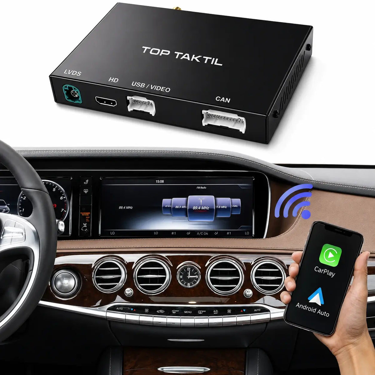 Kit Retrofit CarPlay & Android Auto sans fil pour Mercedes-Benz Classe S W222 (2014–2020, NTG5.0)