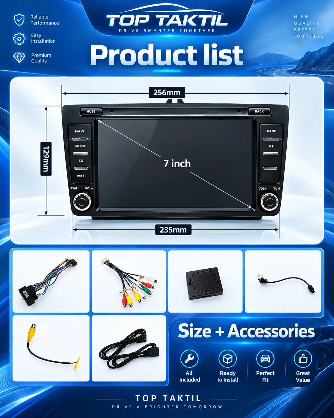 Autoradio Android 7″ spécial Skoda – 4 Go RAM + 64 Go ROM