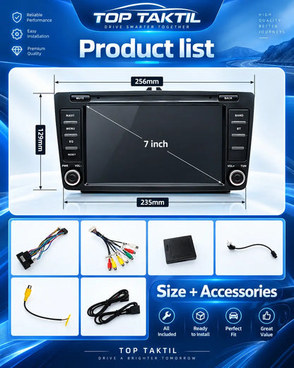 Autoradio Android 7″ spécial Skoda – 4 Go RAM + 64 Go ROM