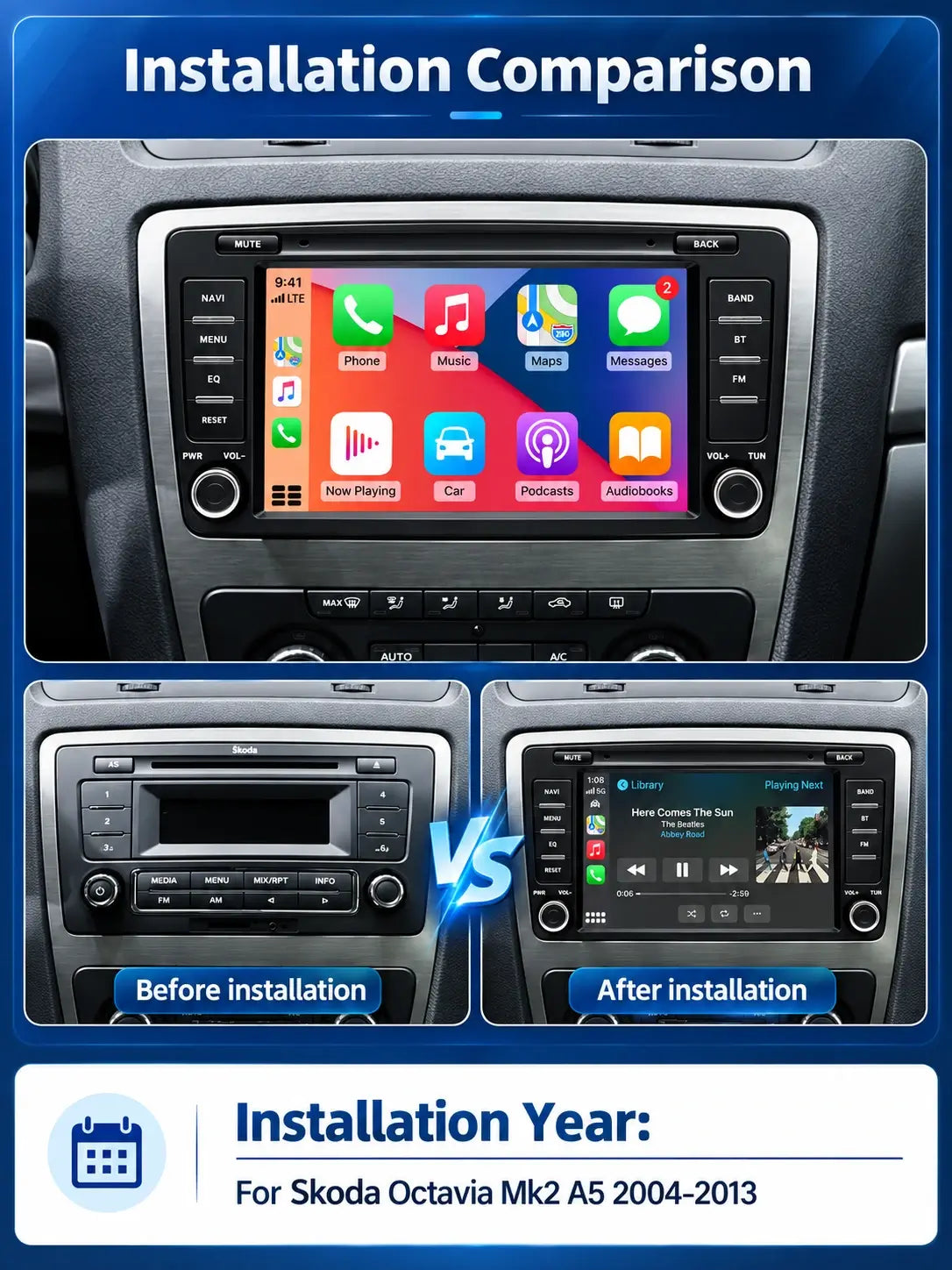 Autoradio Android 7″ spécial Skoda – 4 Go RAM + 64 Go ROM