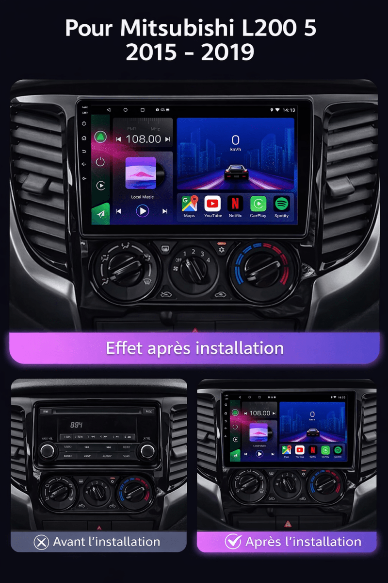 TOPTAKTILAutoradio Android Mitsubishi L200 5 | 2015 - 2019| Android 15 |CarPlay | Android Auto