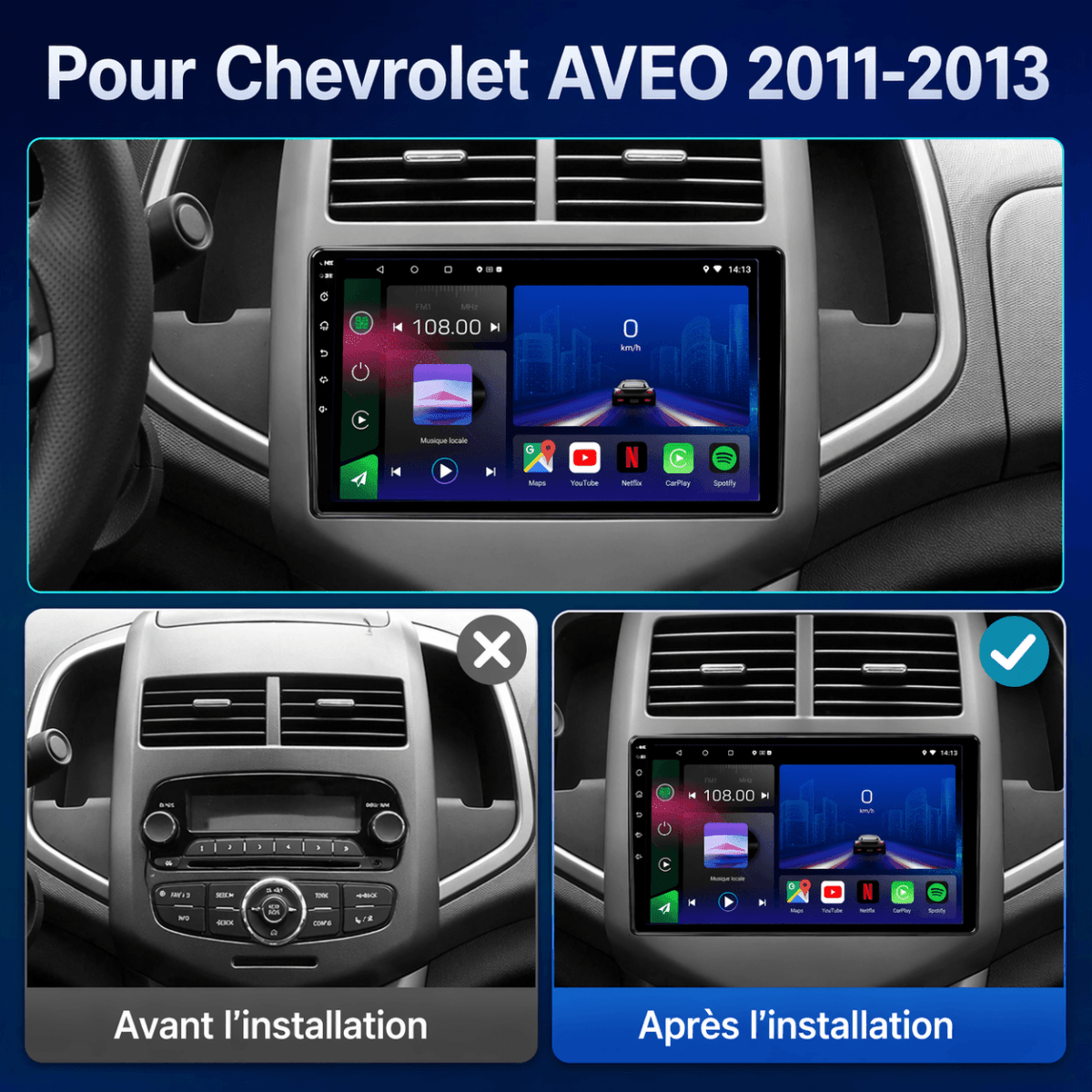 TOPTAKTILChevrolet Aveo/Sonic | 2011 - 2015 | Autoradio Android 15 |Android Auto|CarPlay