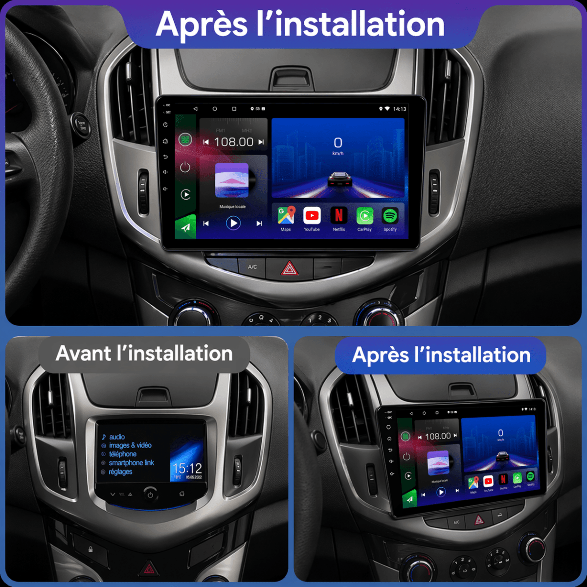 TOPTAKTILChevrolet Cruze |2009 - 2014| Autoradio Android 15 | CarPlay |Android Auto