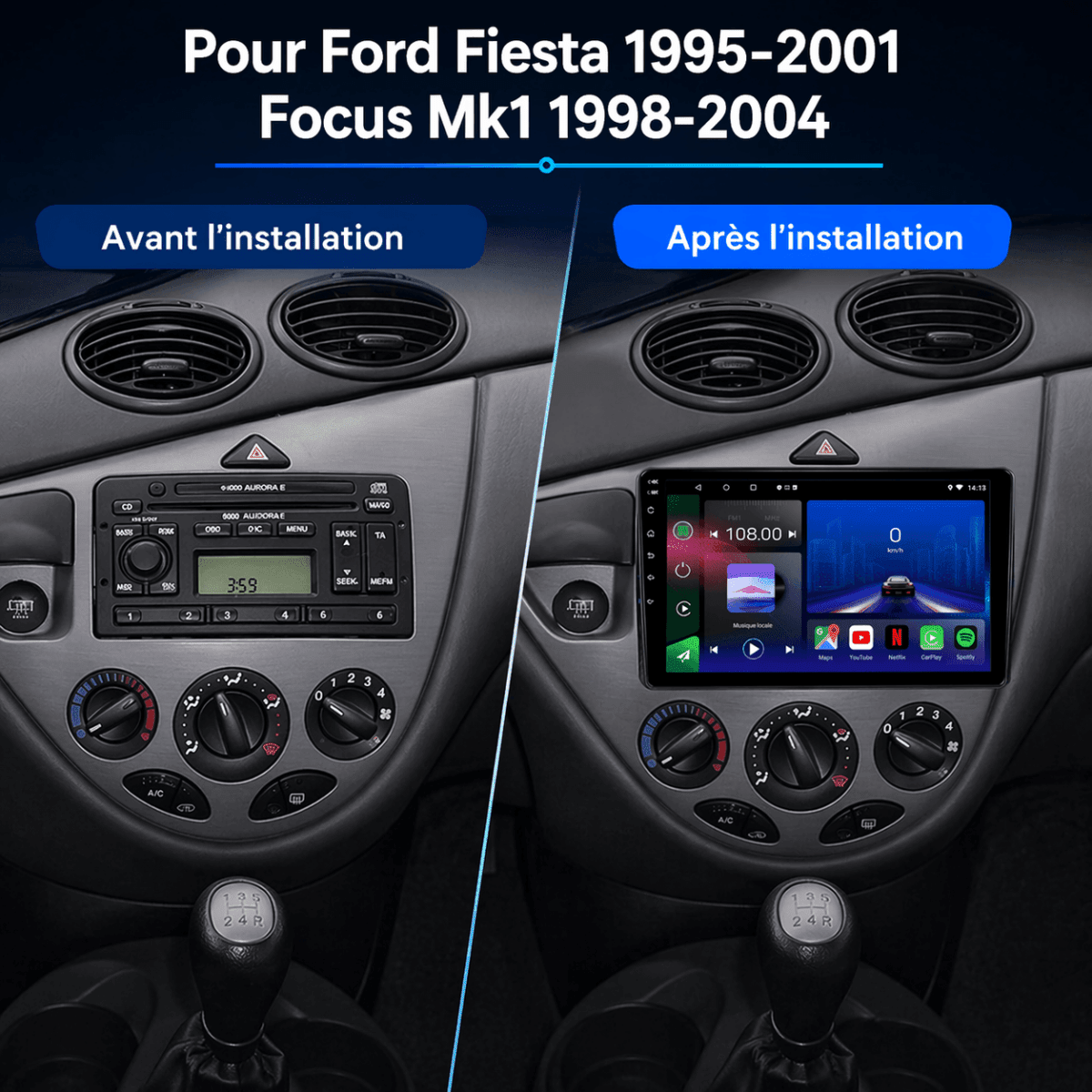 TOPTAKTILFord Fiesta | Focus MK1 | 1995 - 2004 | Autoradio Android 15 | CarPlay |Android Auto