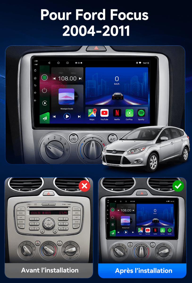 TOPTAKTILFord Focus | 2004 - 2011 | Autoradio Android 15 | CarPlay |Android Auto