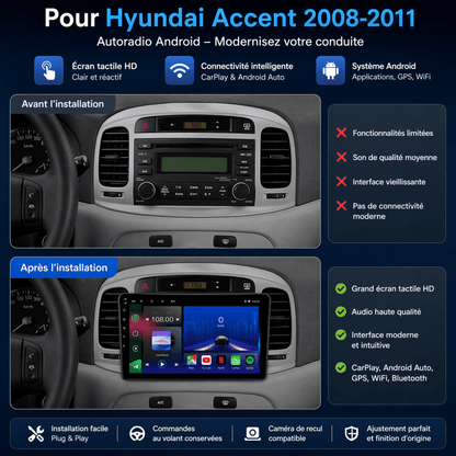 TOPTAKTILHyundai Accent | 2008 - 2011 | Autoradio Android 15 | Carplay et Android Auto